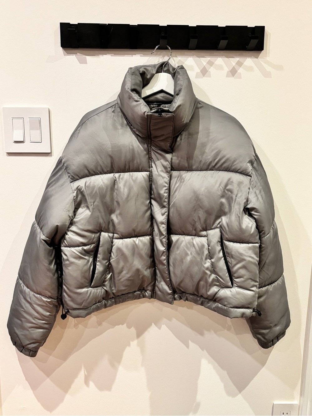 OYSHO Metallic Gray Puffer Jacket
